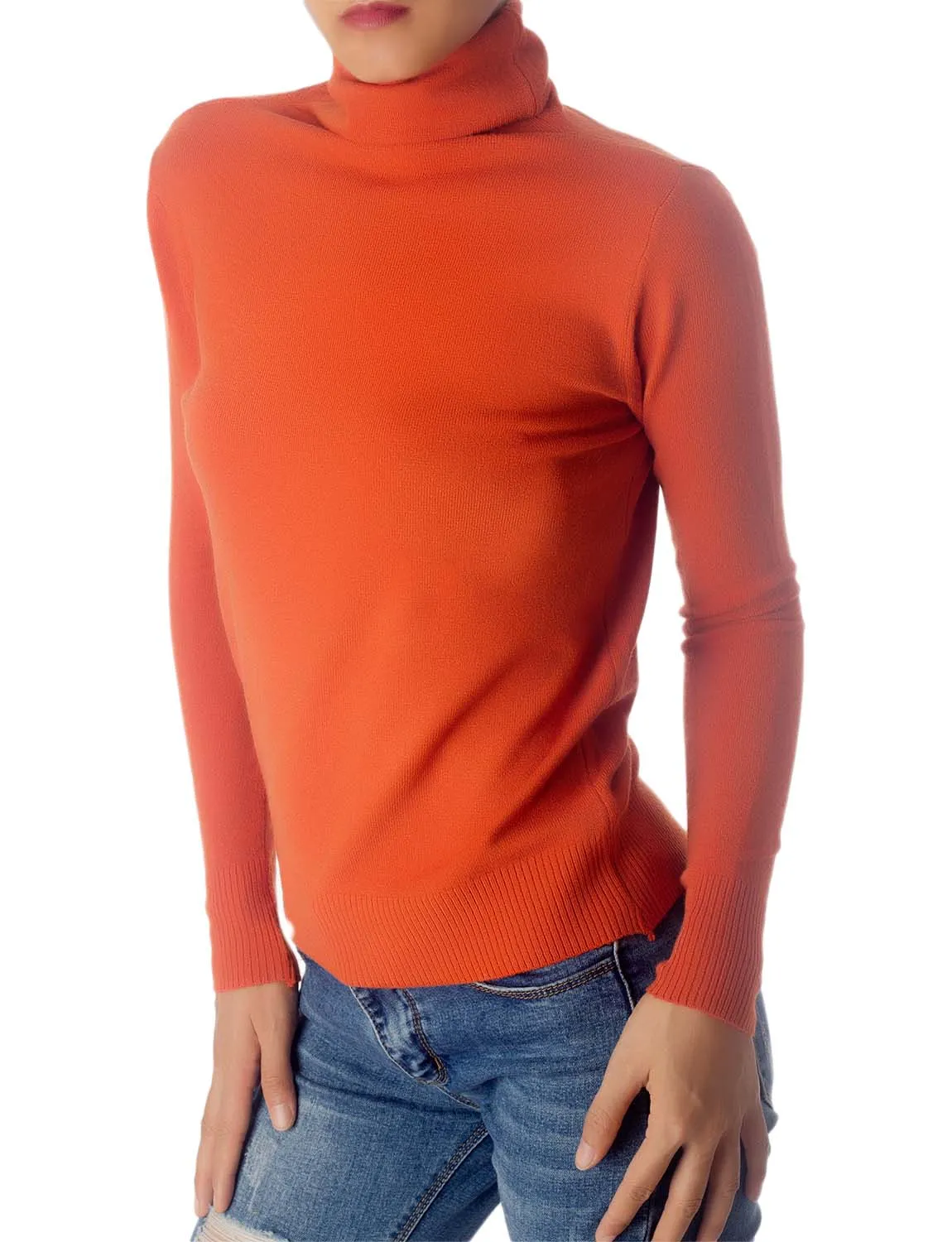 iB-iP Women's Solid Color Lightweight Turtle Neck Tops Fashion Pullover Sweater