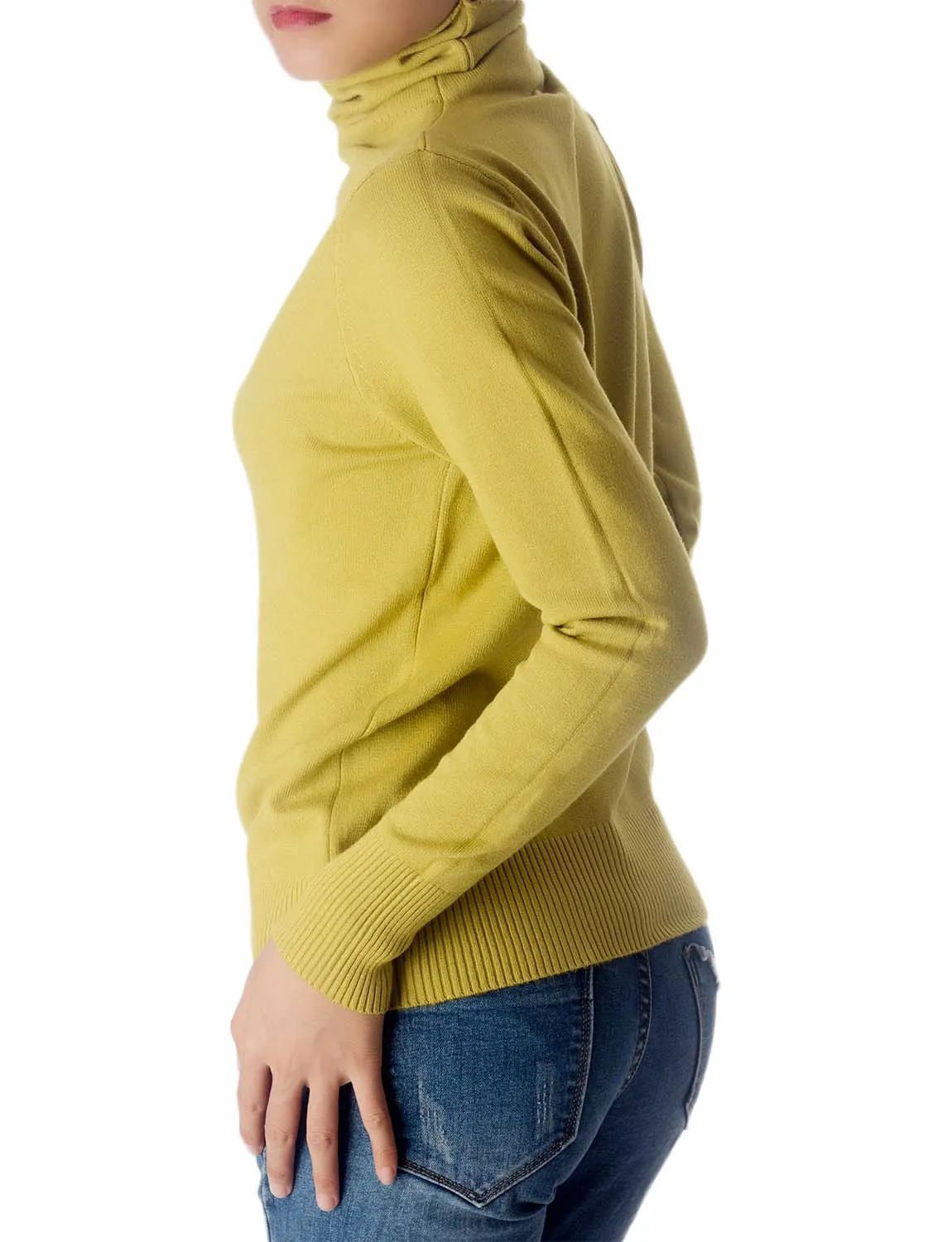 iB-iP Women's Solid Color Lightweight Turtle Neck Tops Fashion Pullover Sweater