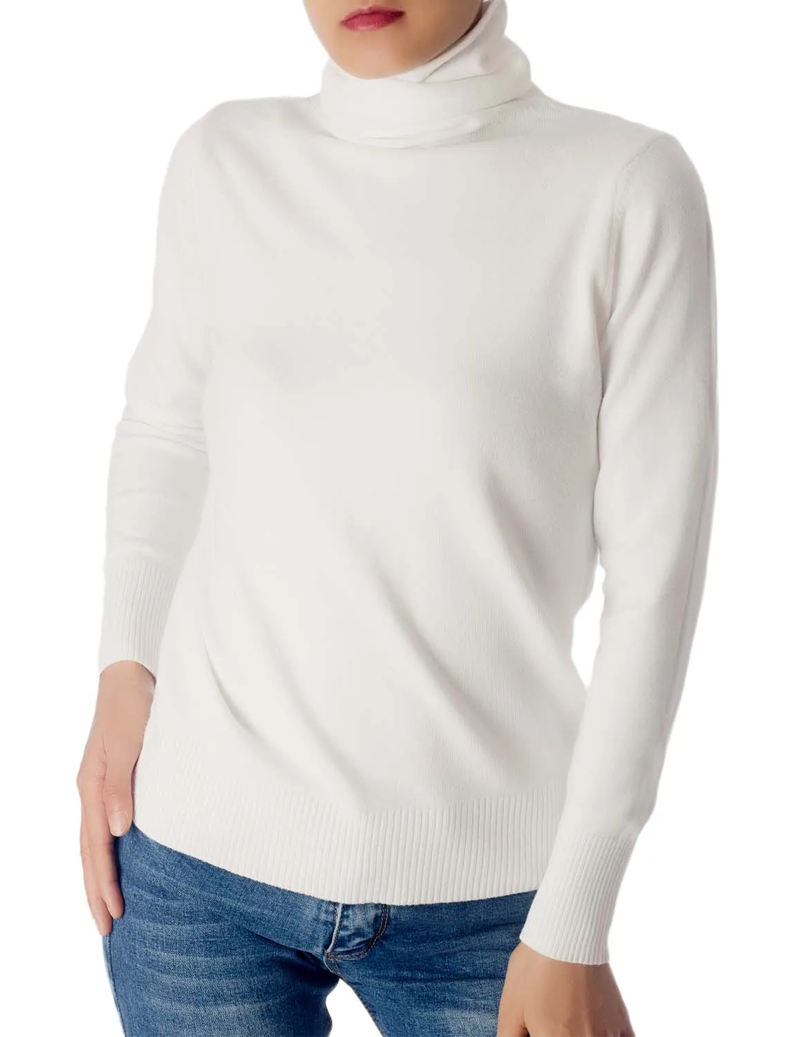 iB-iP Women's Solid Color Lightweight Turtle Neck Tops Fashion Pullover Sweater