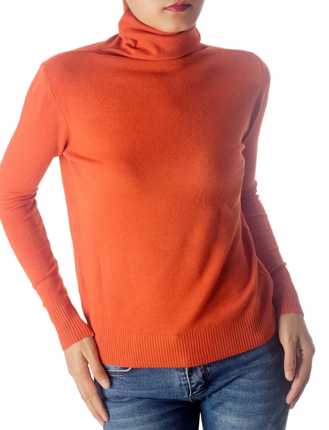 iB-iP Women's Solid Color Lightweight Turtle Neck Tops Fashion Pullover Sweater