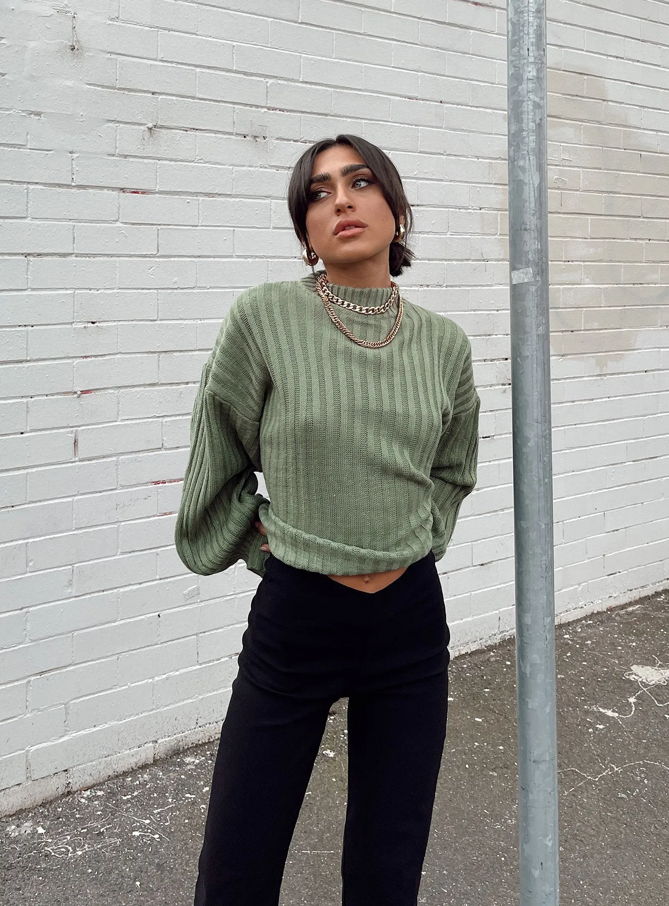 Innerbloom Oversized Sweater Dark Green