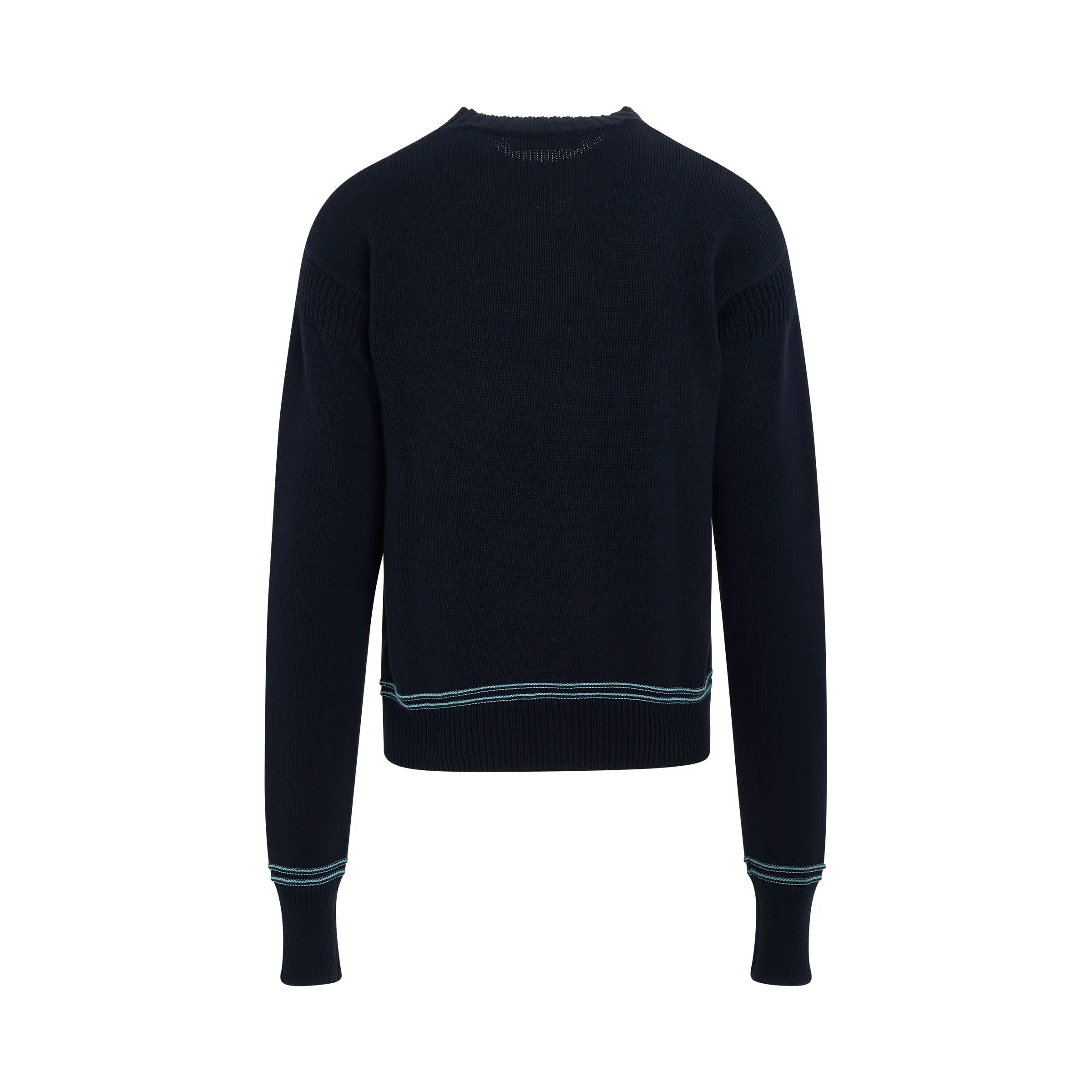 Intarsia Logo Crewneck Sweater in Eclipse