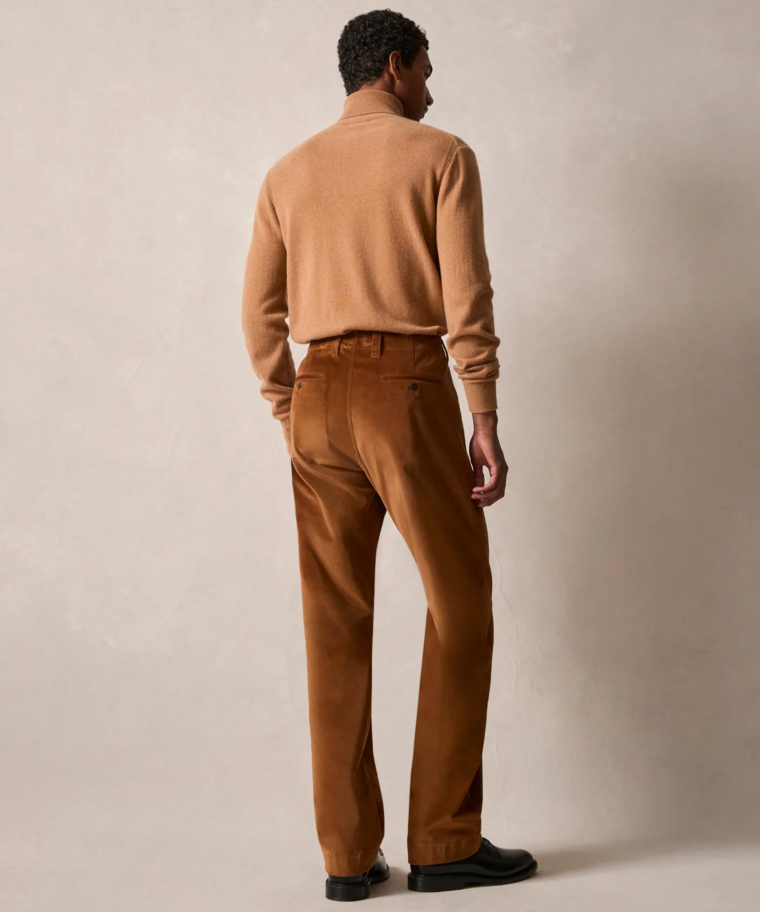 Italian Relaxed Velvet Trouser in Caramel