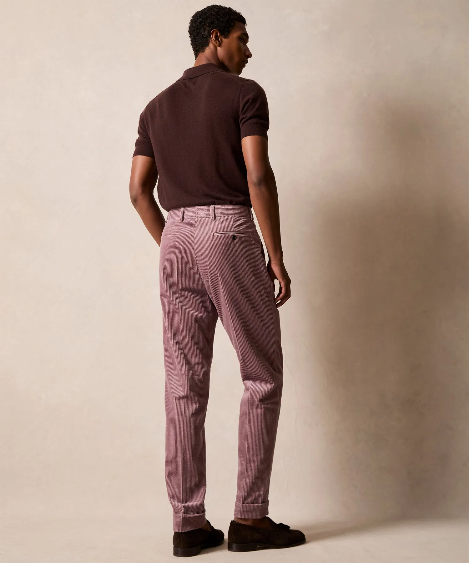 Italian Wide Wale Corduroy Madison Trouser in Mauve