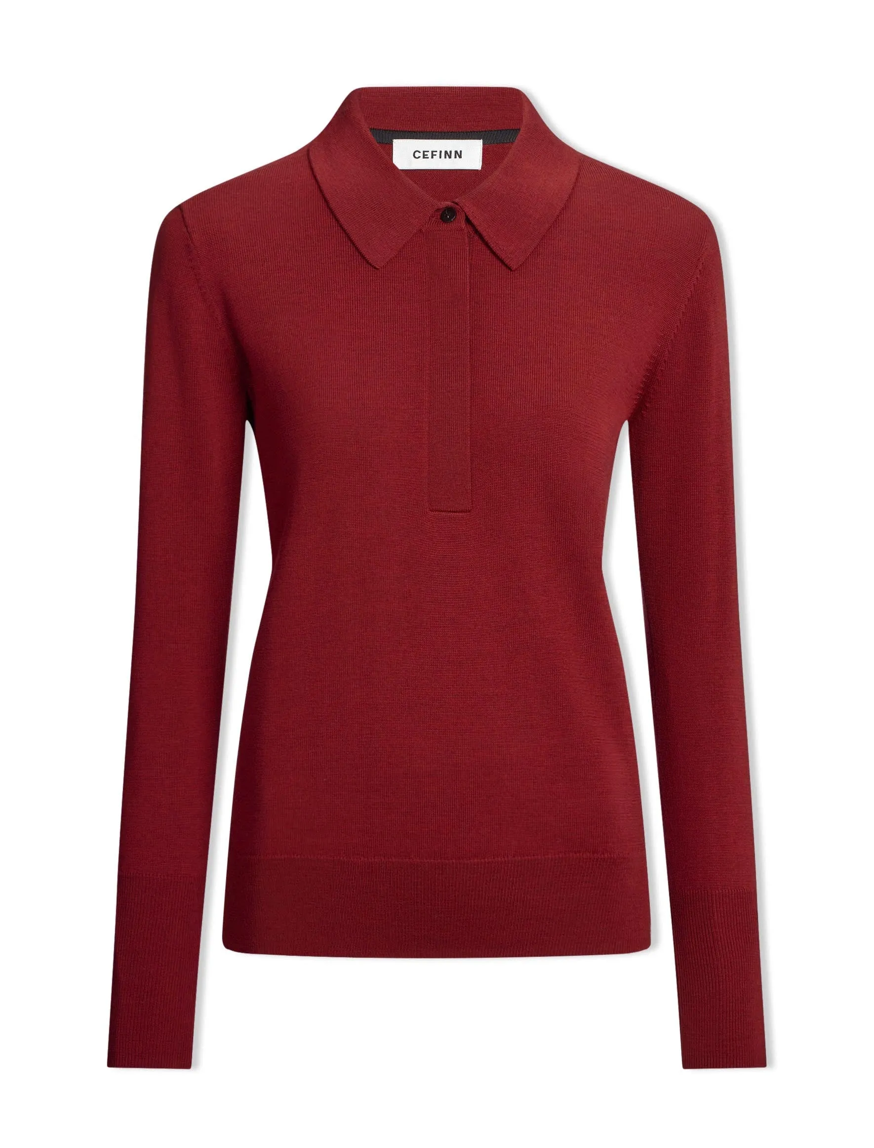 Josie Wool Collared Jumper - Dark Red