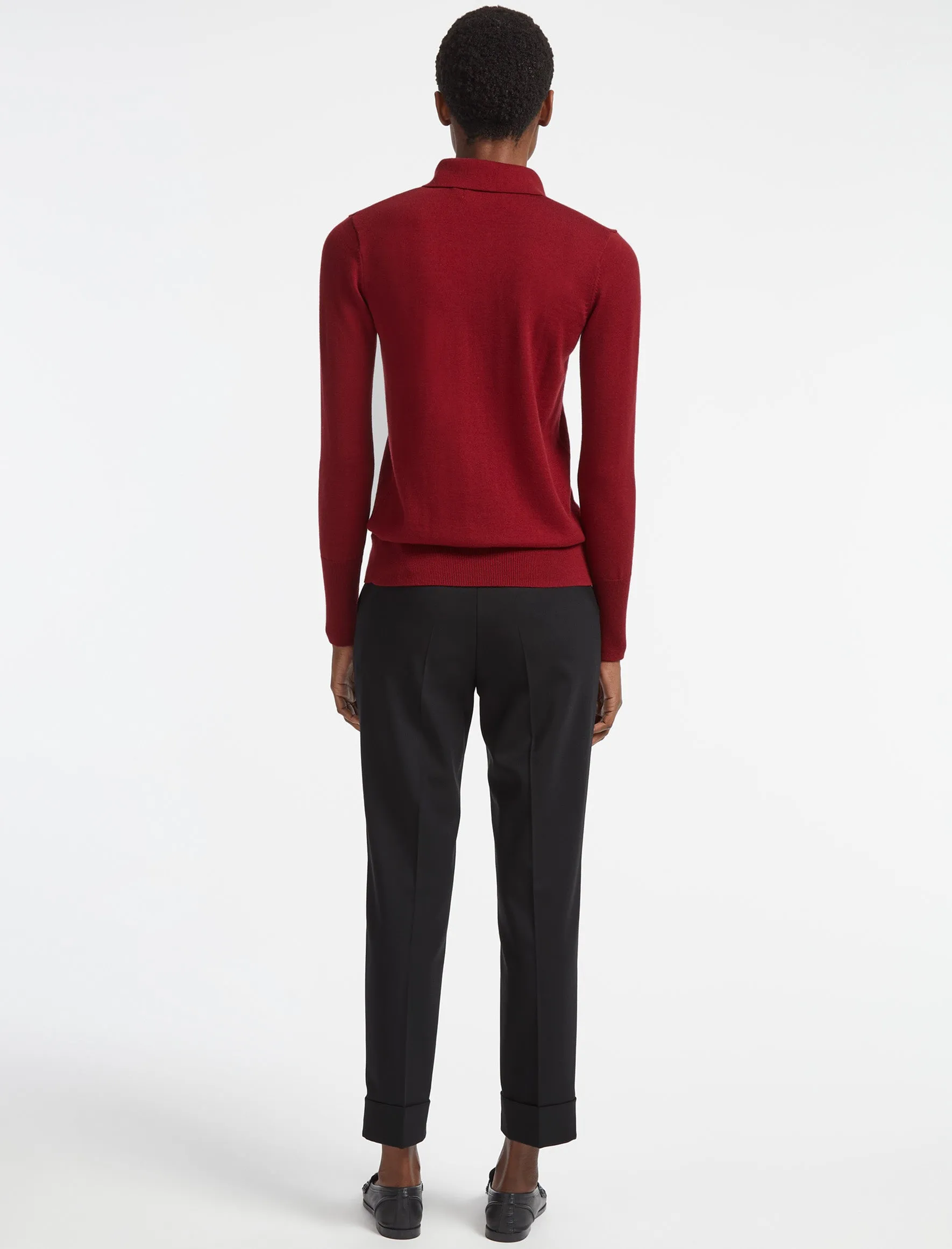 Josie Wool Collared Jumper - Dark Red