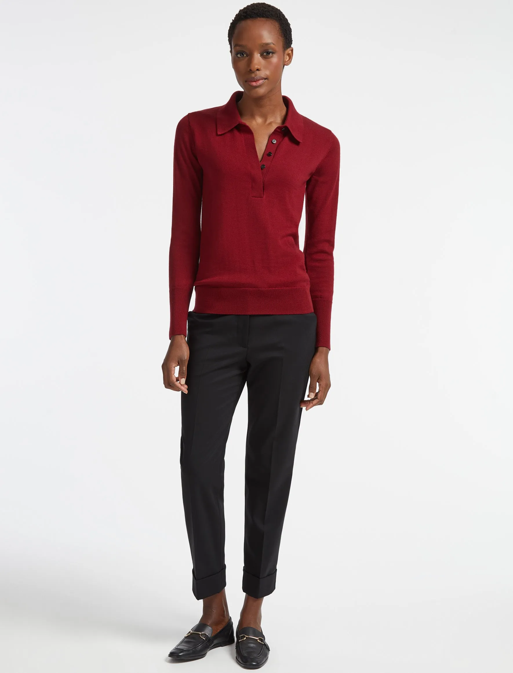 Josie Wool Collared Jumper - Dark Red