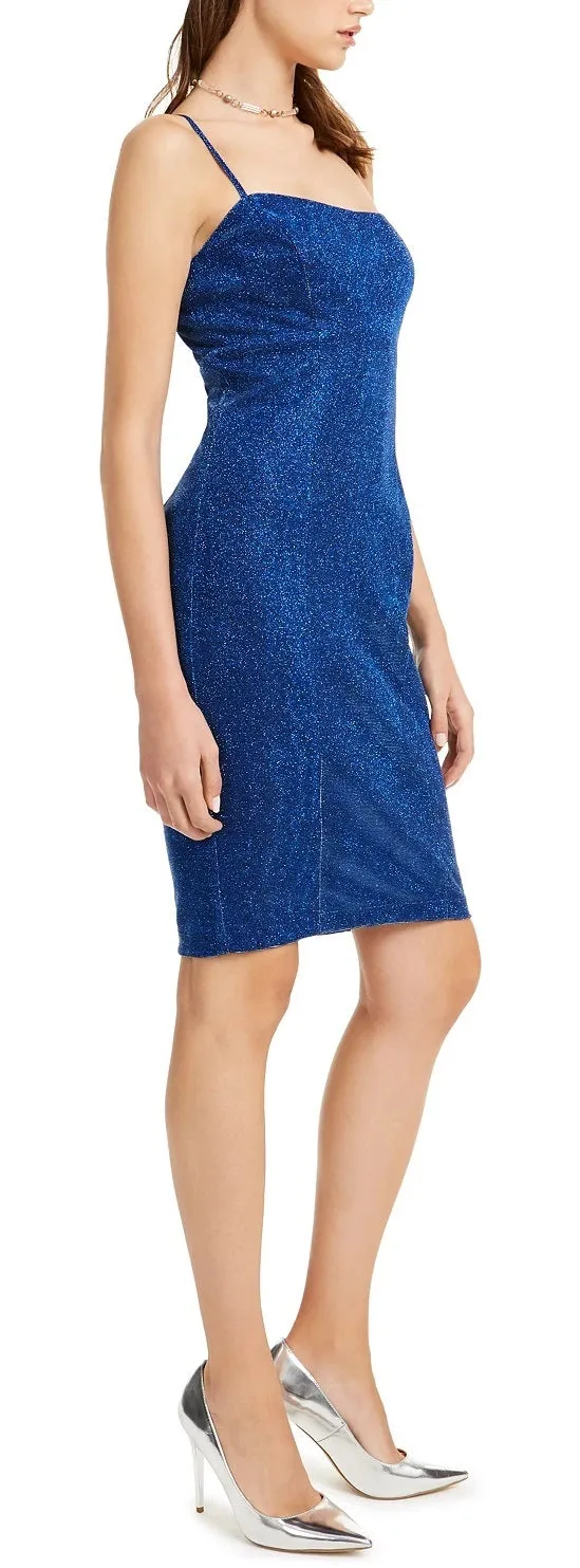 Jump Junior's Glitter Spaghetti Strap Square Neck Party Dress Blue Size 7-8