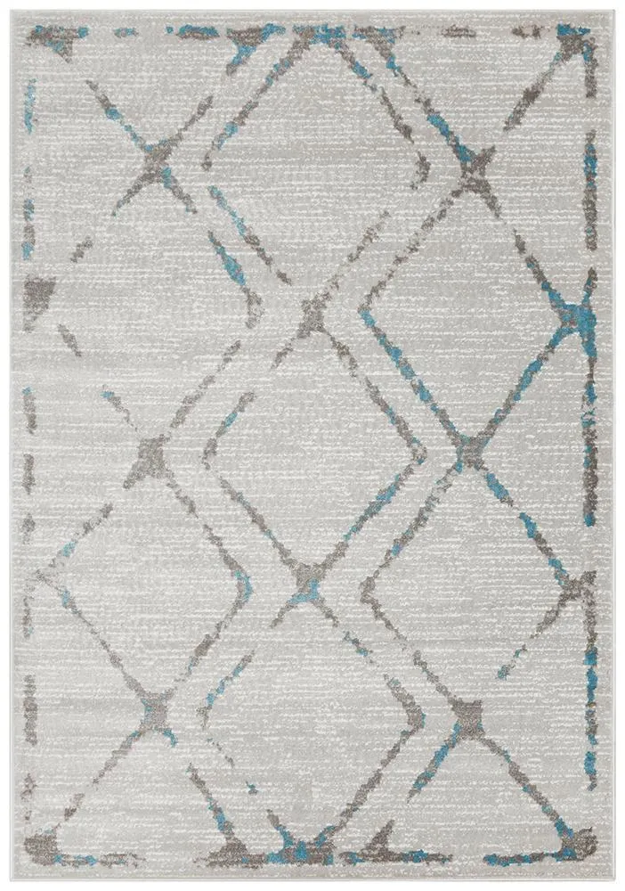 Kendall Contemporary Diamond Rug Grey Blue