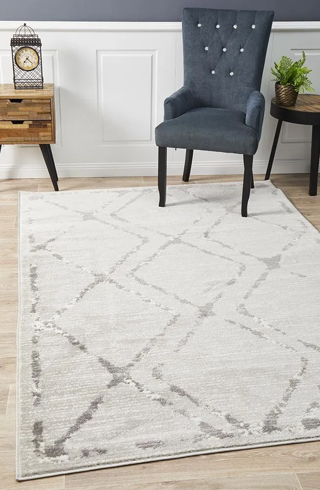 Kendall Contemporary Diamond Rug Silver Grey