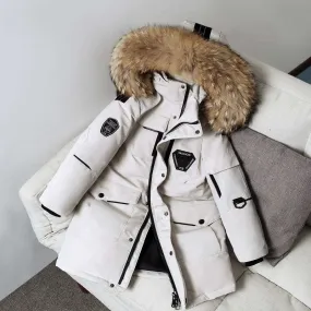 Kids Mid-length Thick Down Coat with Fur