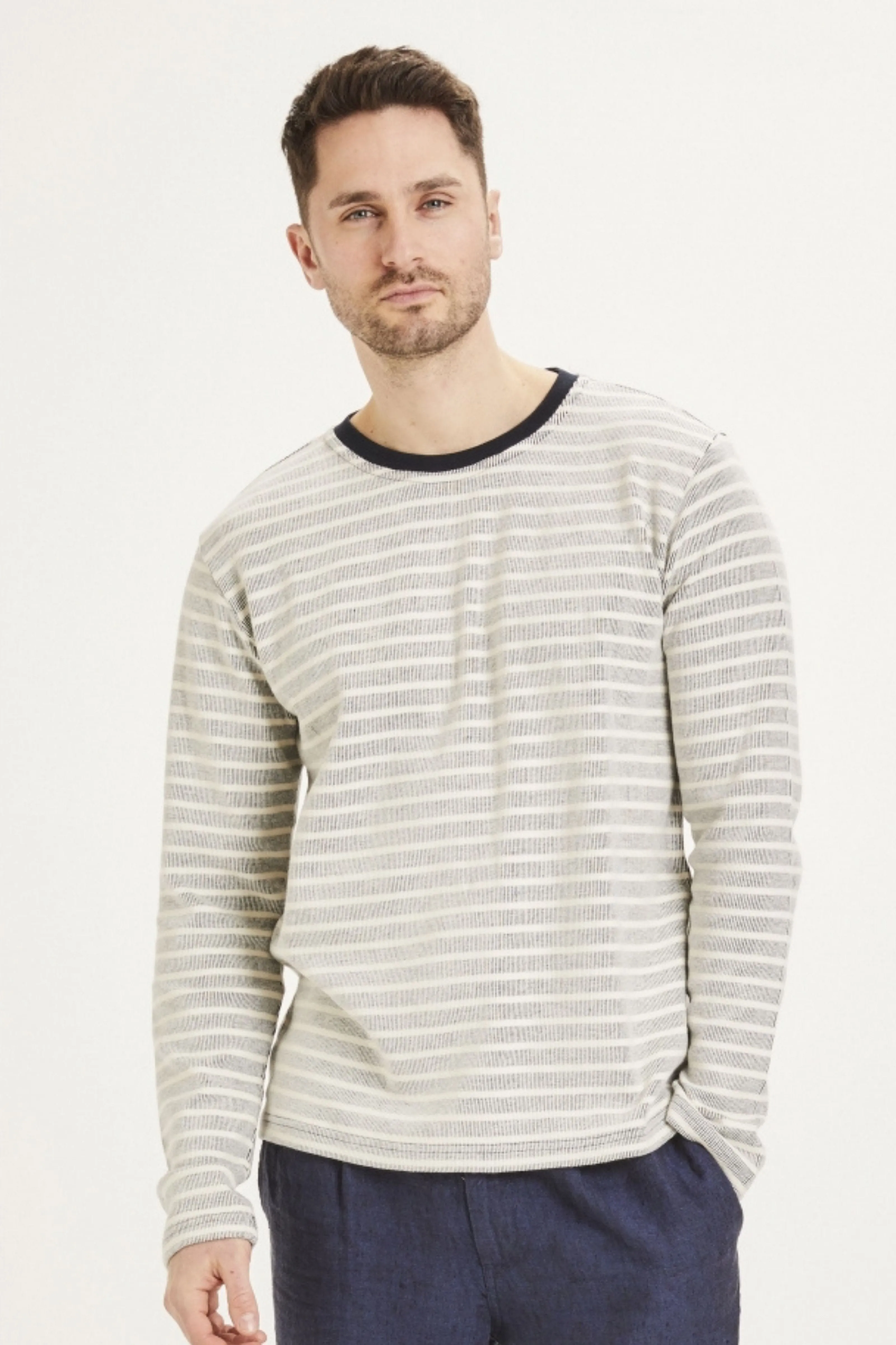 Knowledge Cotton Locust Striped Long Sleeve Top - GOTS Vegan