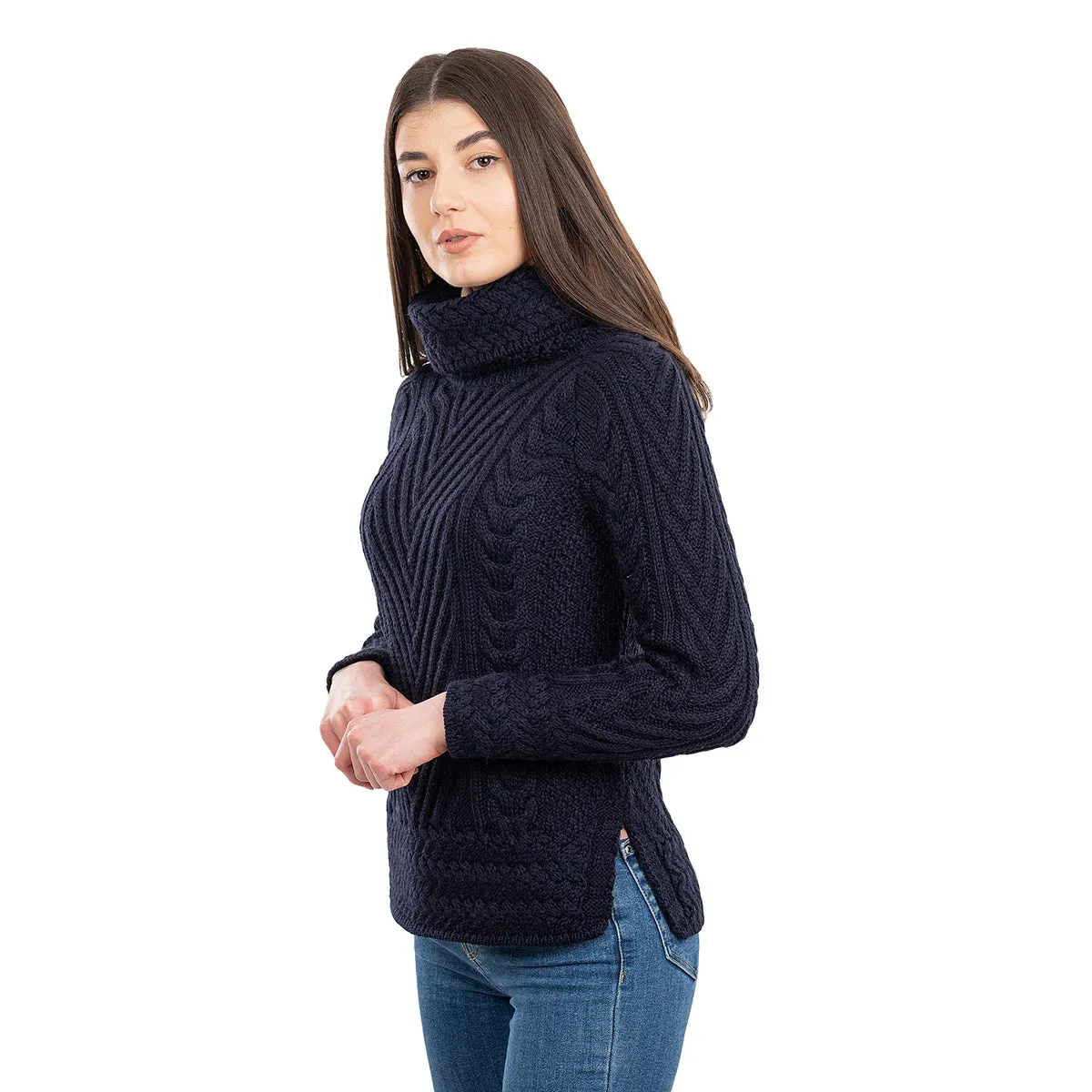 Ladies Irish Aran Turtleneck Sweater