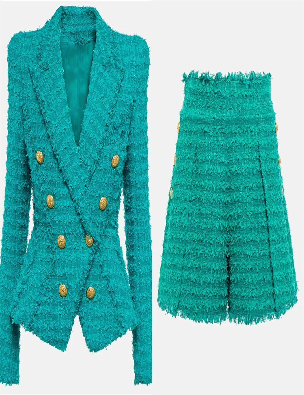 Ladies Tassel Tweed Blazer and Shorts Set L107