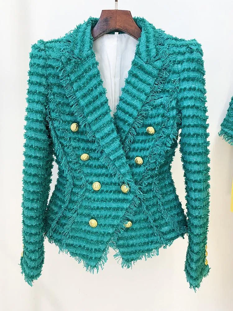 Ladies Tassel Tweed Blazer and Shorts Set L107