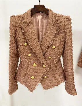 Ladies Tassel Tweed Blazer and Shorts Set L112