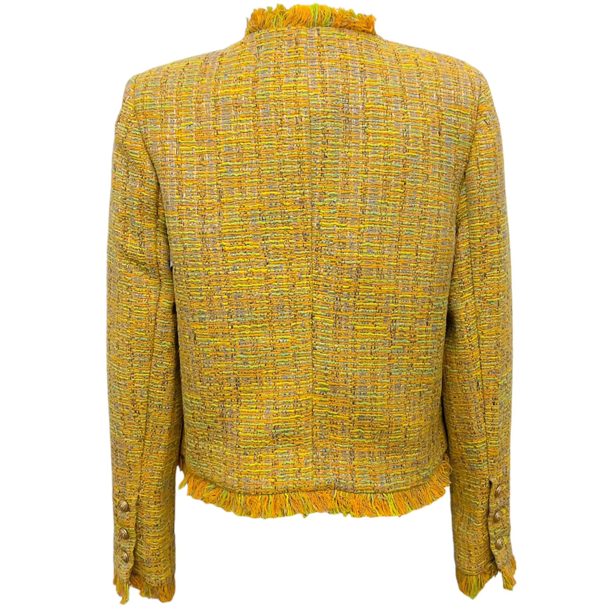 L'Agence Yellow Multi Tweed Tinley Open Front Blazer