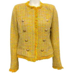 L'Agence Yellow Multi Tweed Tinley Open Front Blazer