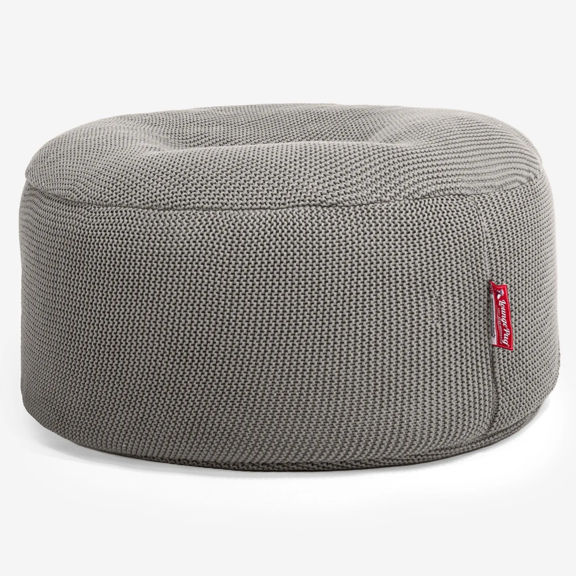 Large Round Pouffe - Ellos Knitted Graphite Grey