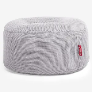 Large Round Pouffe - Ellos Knitted Light Grey