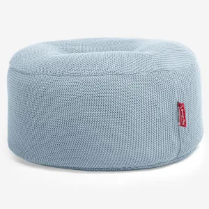 Large Round Pouffe - Ellos Knitted Misty Blue