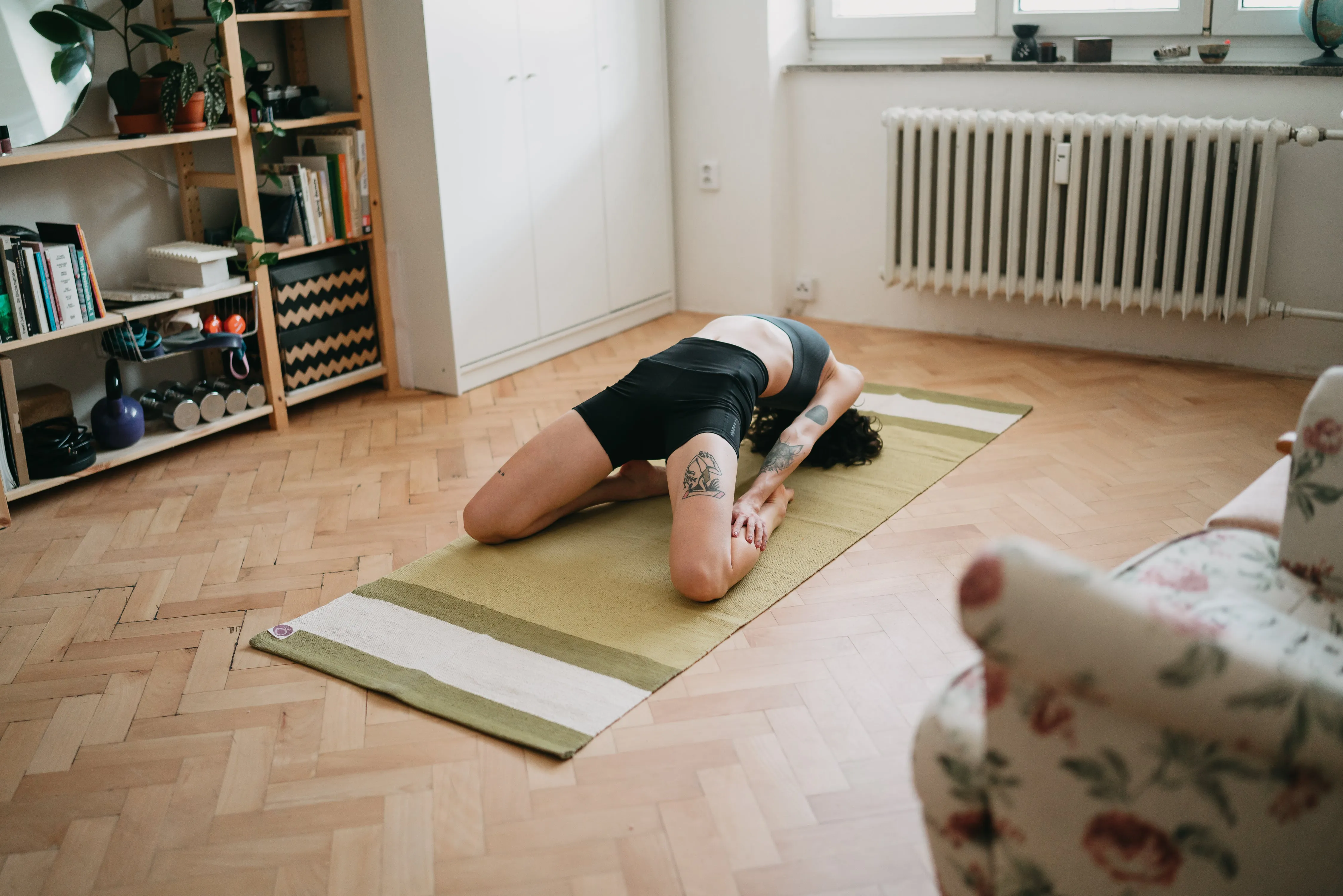 LEELA Yoga Rug • Organic Cotton Yoga Mat with Herbal & Plant based Dyes • Turmeric yellow •