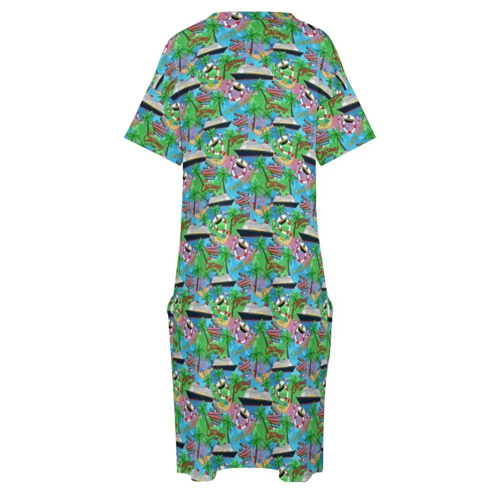 Let's Cruise Women's V-neck Loose Dress With Pockets