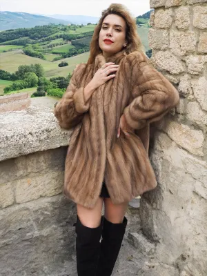 Light Pastel Brown Canadian Mink Fur Coat Coats M