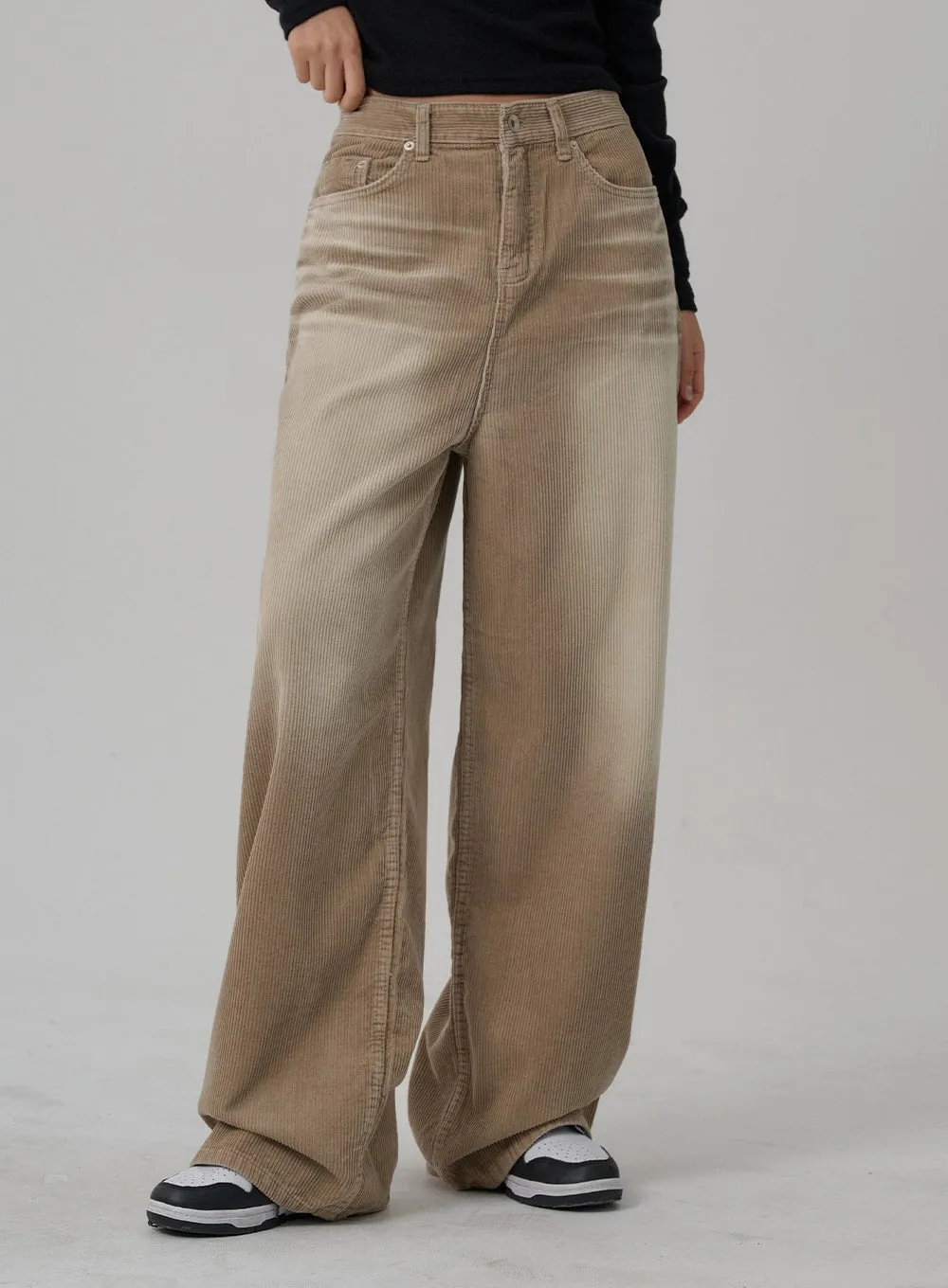 Light Washing Corduroy Wide Pants Unisex CN02