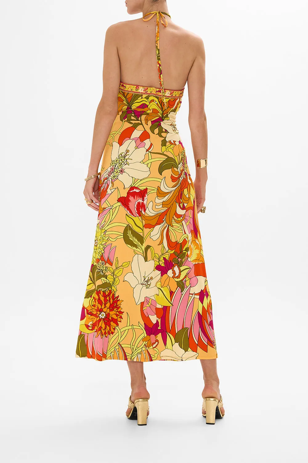 LONG JERSEY HALTER DRESS THE FLOWER CHILD SOCIETY