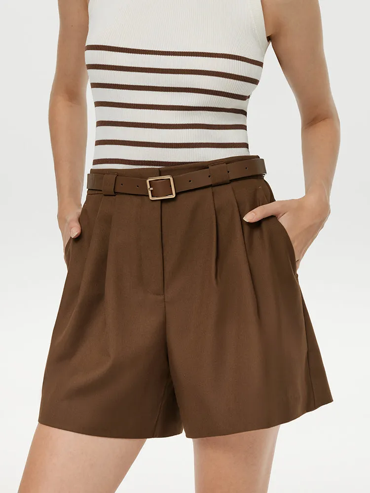 Loose A-Line Women Shorts With Belt