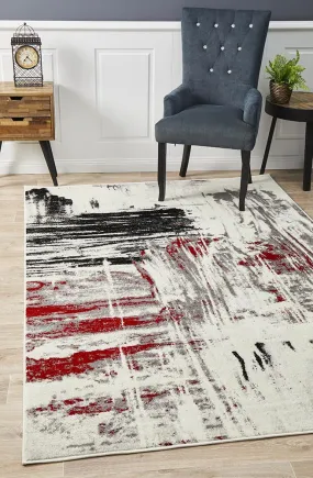 Lydia Abstract Rug Red Black White Grey