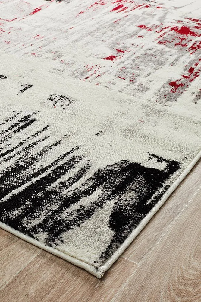 Lydia Abstract Rug Red Black White Grey