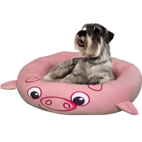 Maccabi Art Pig- Round Bolster Cuddle Pet Bed- Medium 24"