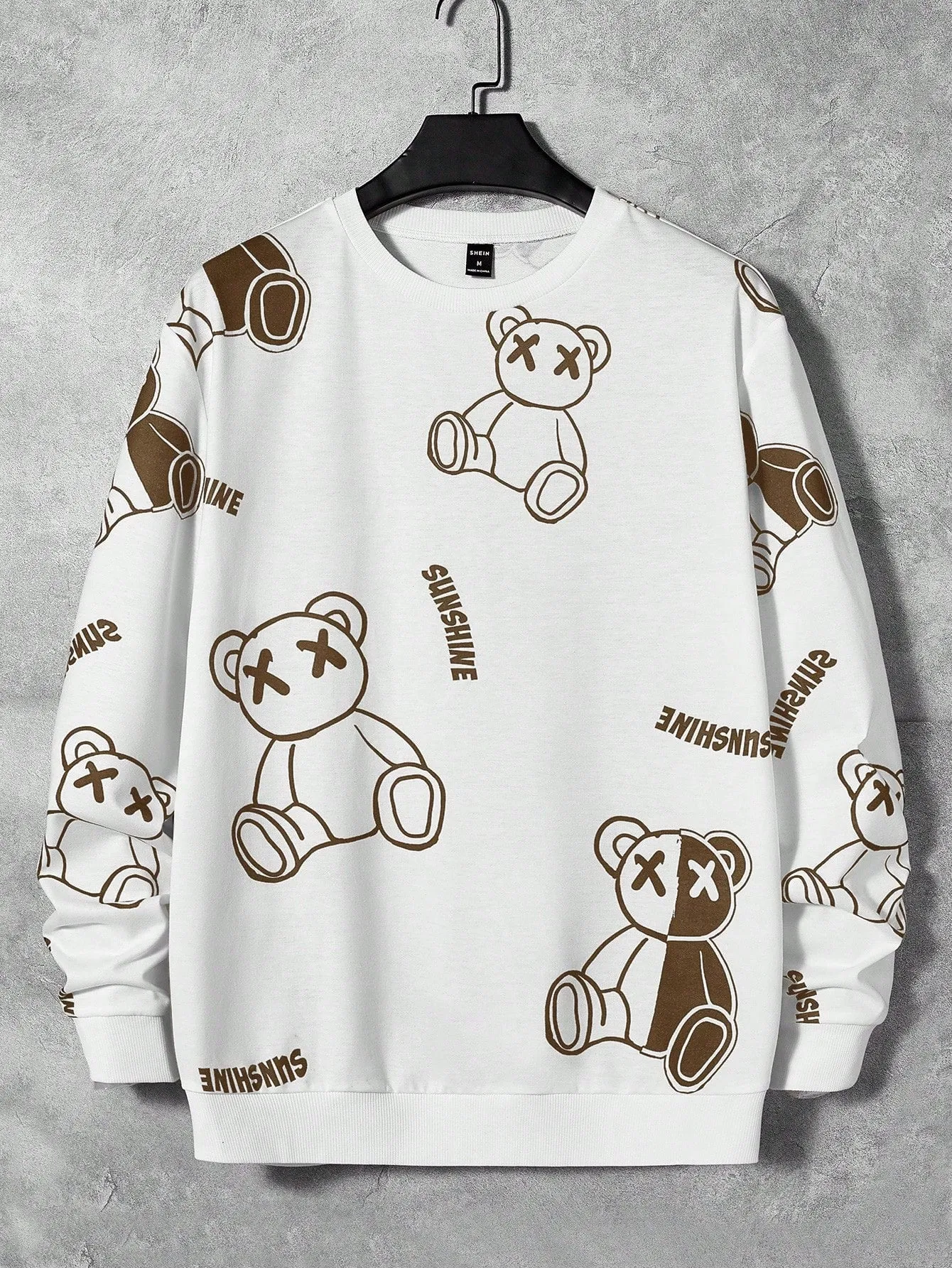 Manfinity Hypemode Loose Fit Men's Bear & Letter Patterned Sweatshirt