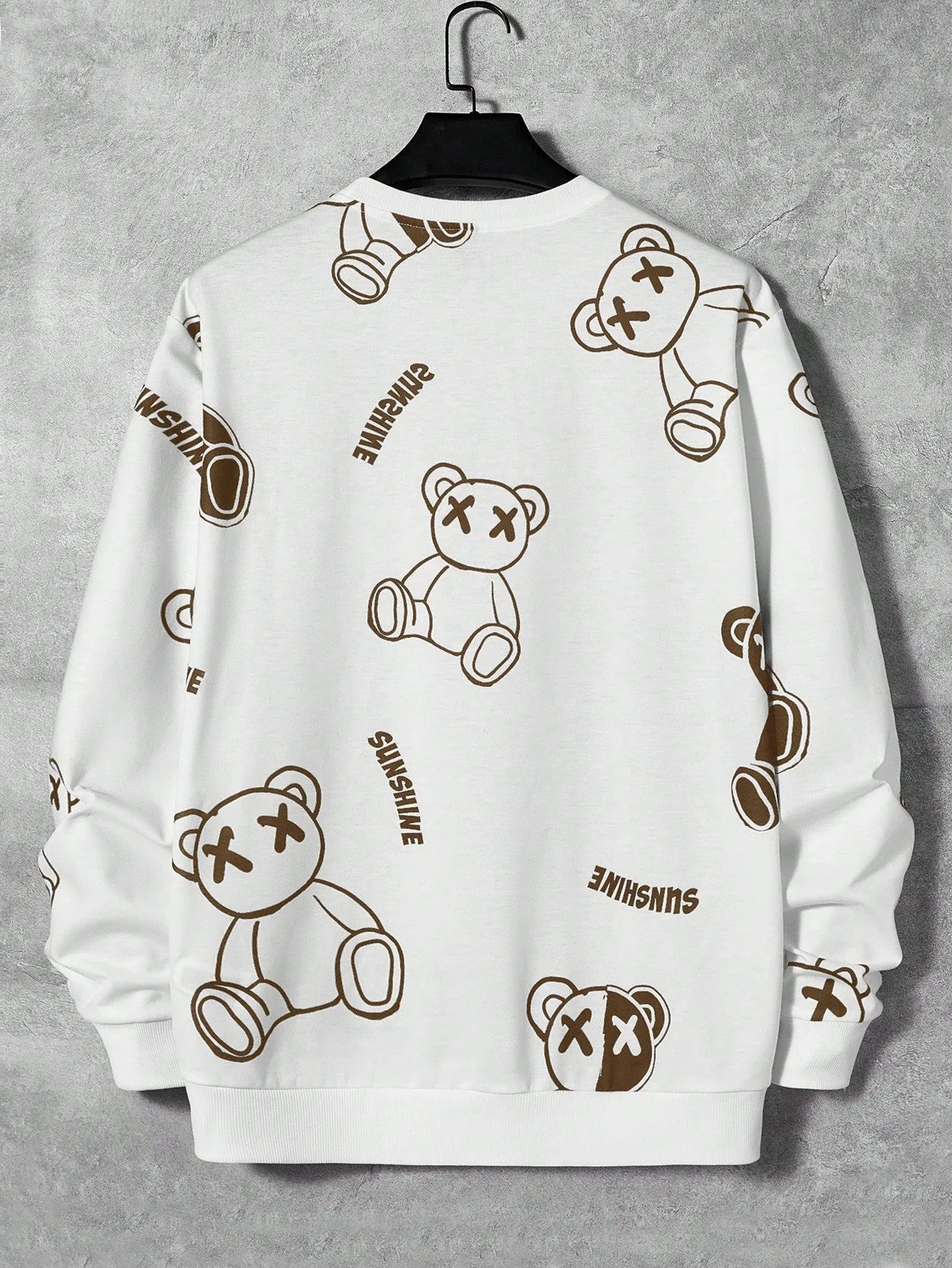 Manfinity Hypemode Loose Fit Men's Bear & Letter Patterned Sweatshirt