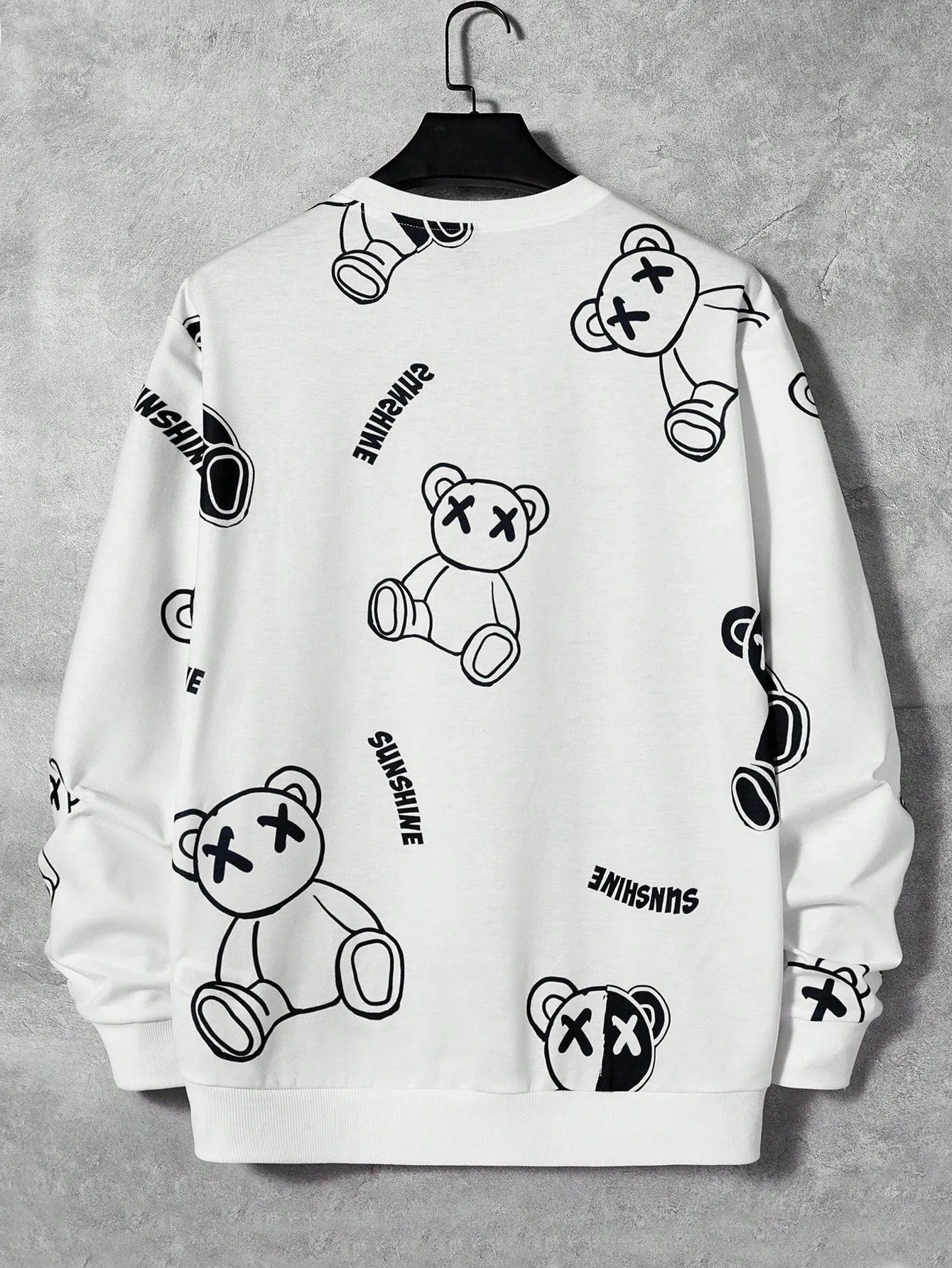 Manfinity Hypemode Loose Fit Men's Bear & Letter Patterned Sweatshirt