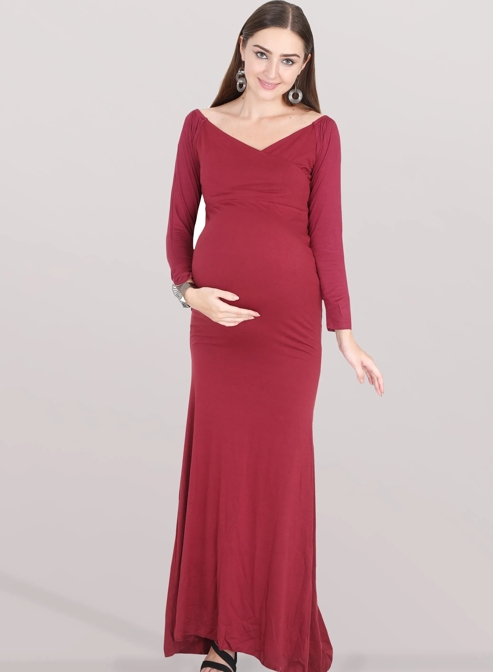 Maroon Marvel Maternity Dress