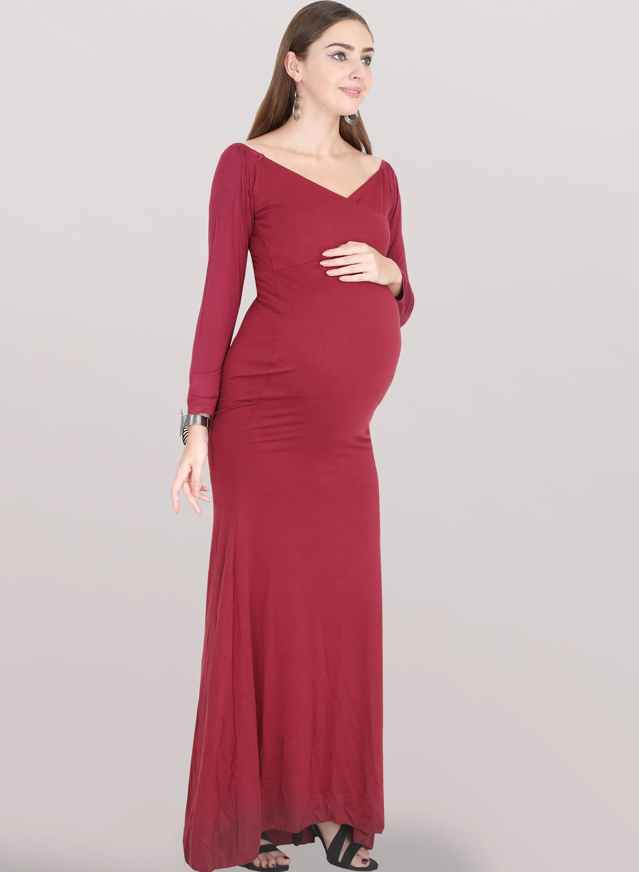 Maroon Marvel Maternity Dress