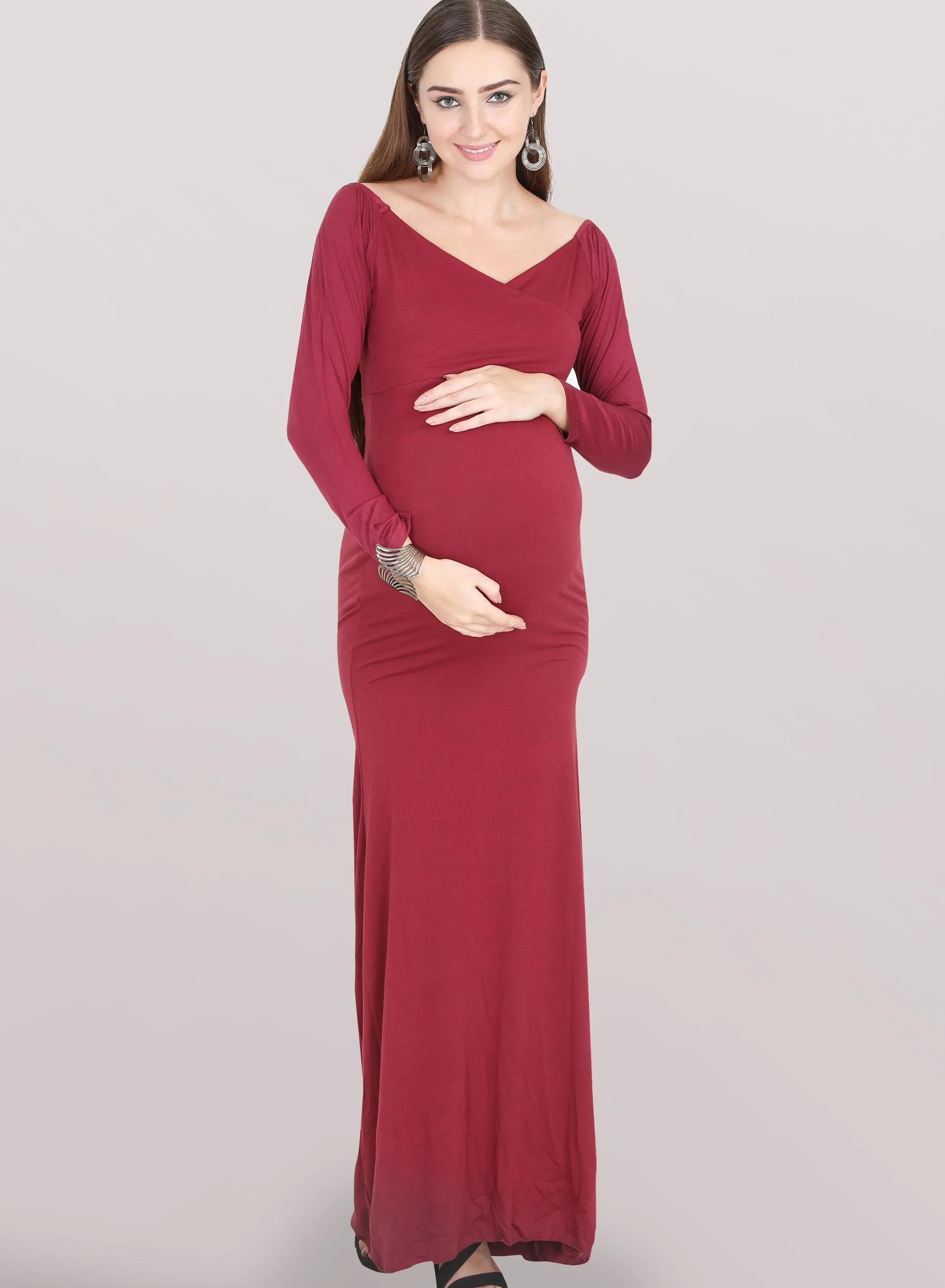 Maroon Marvel Maternity Dress