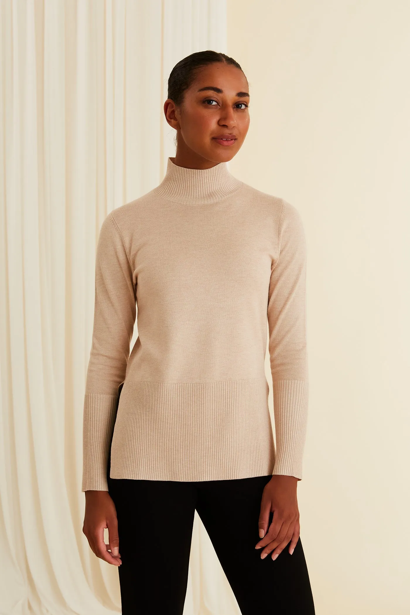 Maxine High Neck Jumper Sand