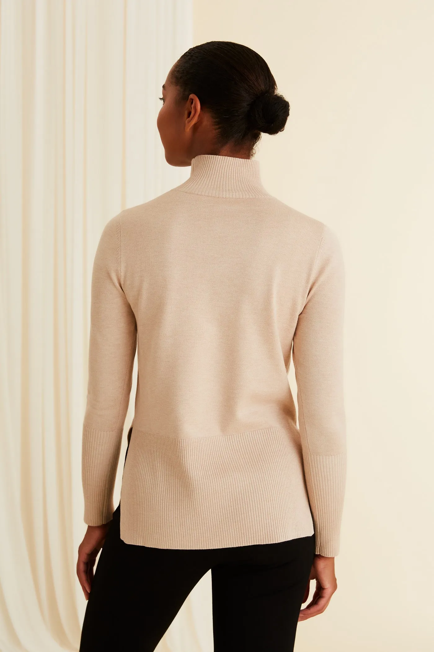 Maxine High Neck Jumper Sand