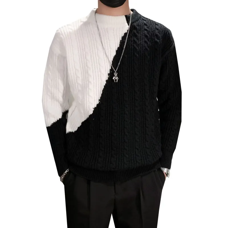 Men's Casual Contrast Turtleneck Sweater