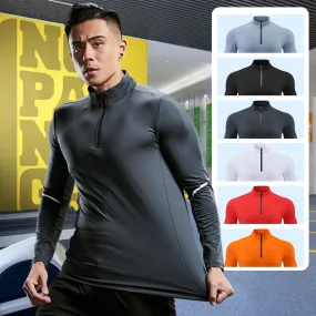 Mens Compression T-shirt Gym Fitness Sweatshirt Running Exercise Sports Tops Turtleneck Knitwear Long Sleeves Clothing Plus Size