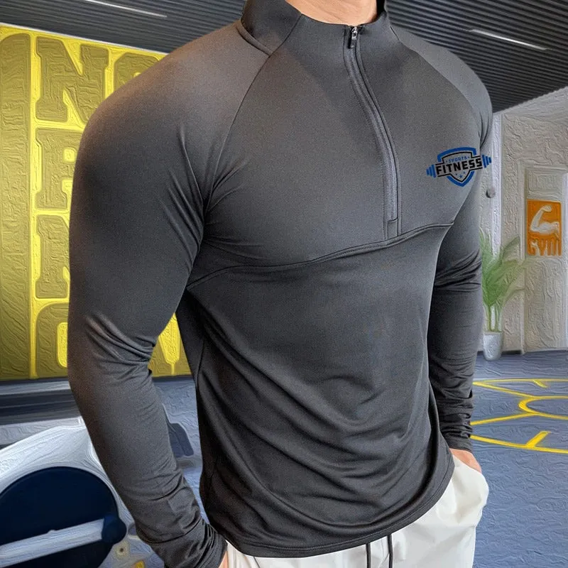 Mens Compression T-shirt Gym Fitness Sweatshirt Running Exercise Sports Tops Turtleneck Knitwear Long Sleeves Clothing Plus Size