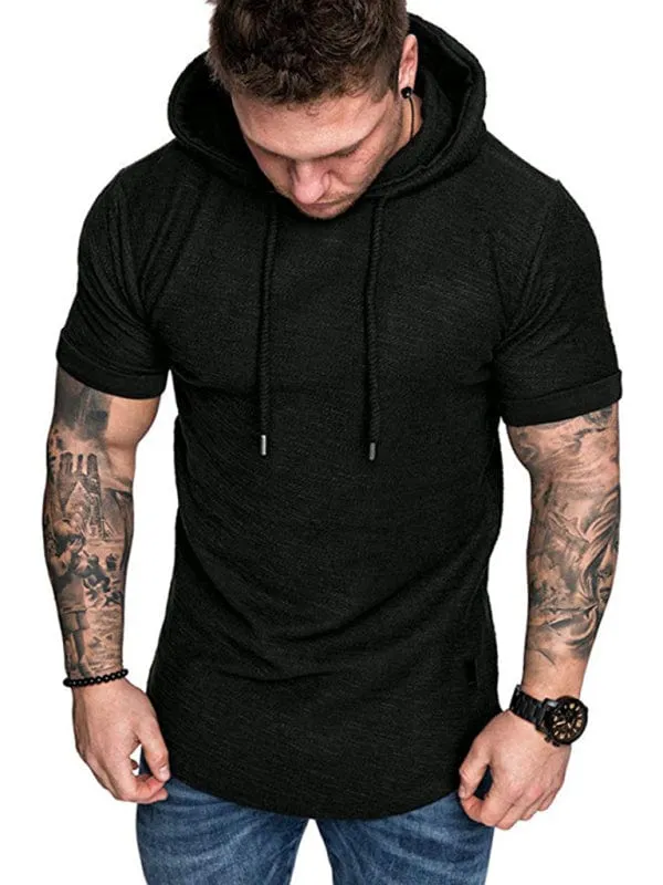 Men's Short-Sleeved Hoodie T-shirt