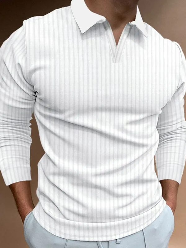 Men's Vertical Long-Sleeved Polo Shirt