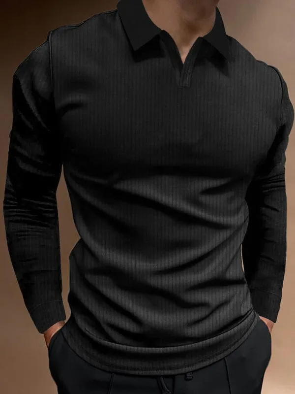 Men's Vertical Long-Sleeved Polo Shirt