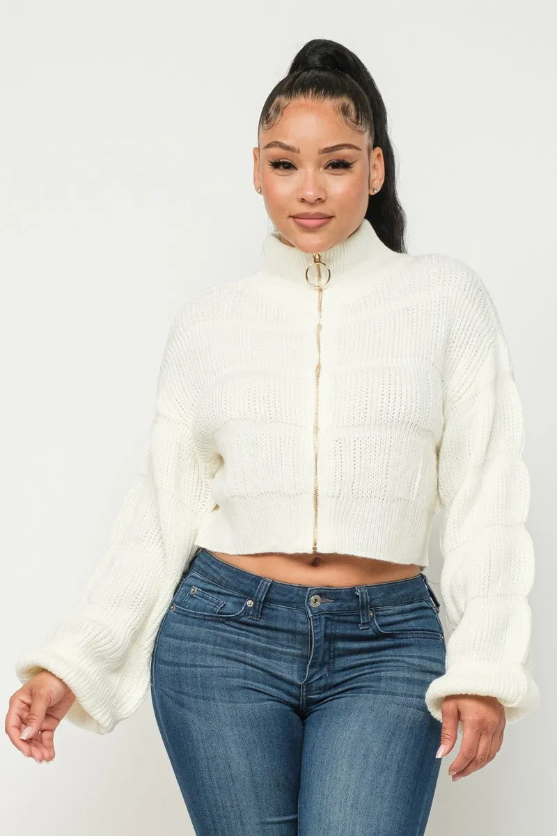 Michelin Sweater Top W/ Front Zipper - 2 colors