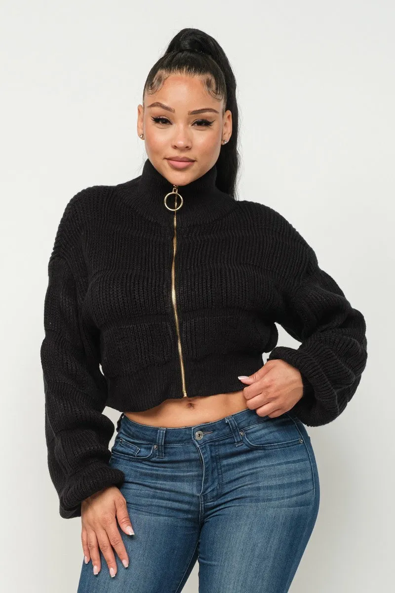 Michelin Sweater Top W/ Front Zipper - 2 colors